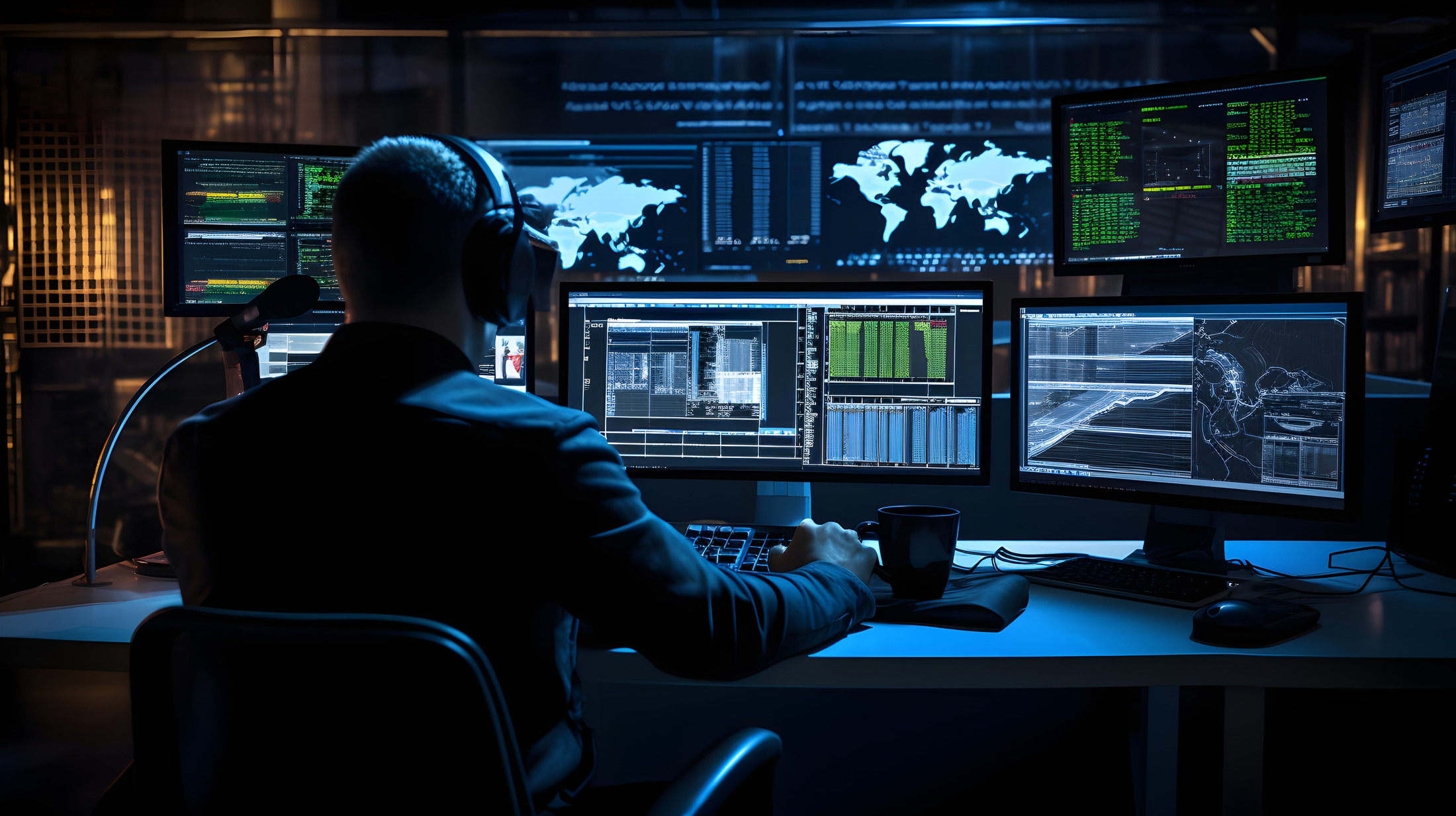 Security analyst monitoring threats in a security operations center